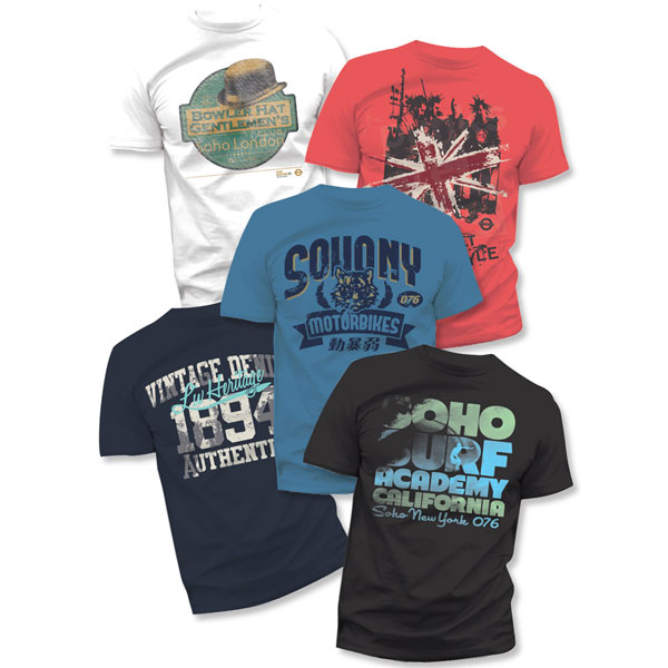 Shirtprints voor SOHO van V&D, ontworpen door Frank Moos
